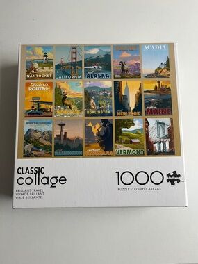 Buffalo David Bitton Classic Collage Travel 1000-Piece Puzzle - White/Gold